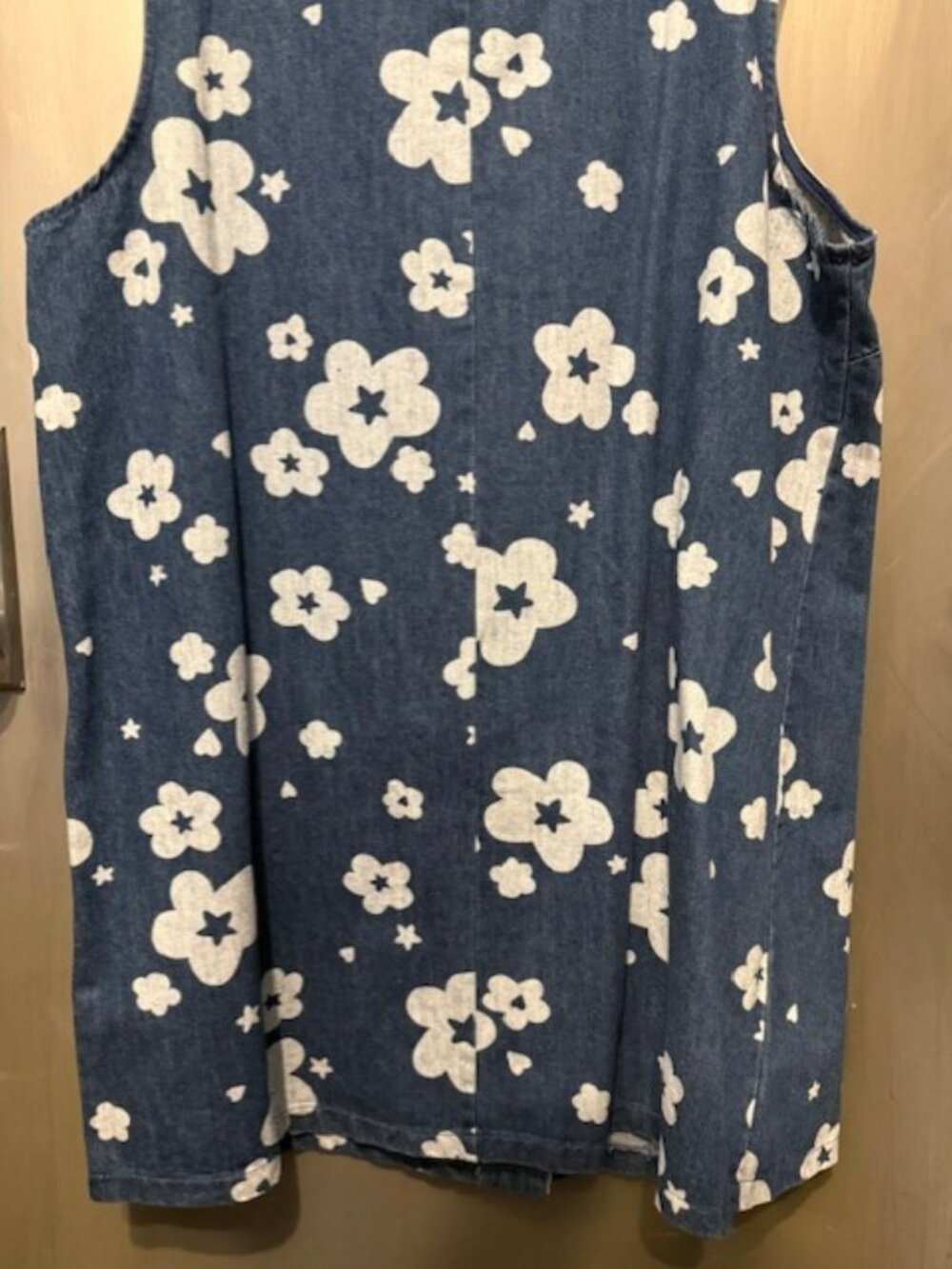 Retro Indigo denim Starry Flower Pinafore Mini Dress - NWOT / AU 18 = US 14 - Picture 14 of 16
